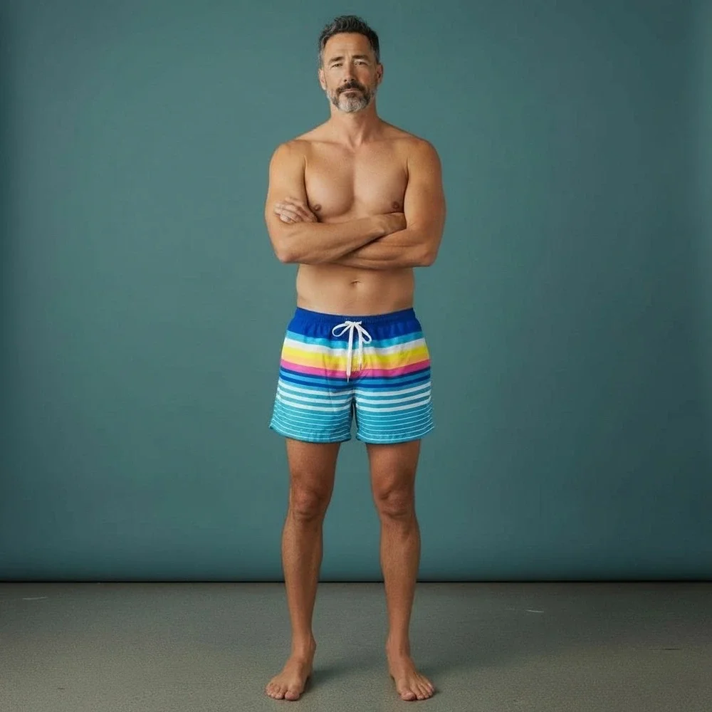 Chubbies Men's XXL Swim Trunks Striped Blue‎ Yellow Pink White Drawstring
